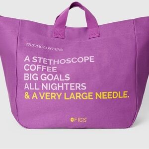Figs Vibrant ULTRABERRY COLOR Tote with Bold Text